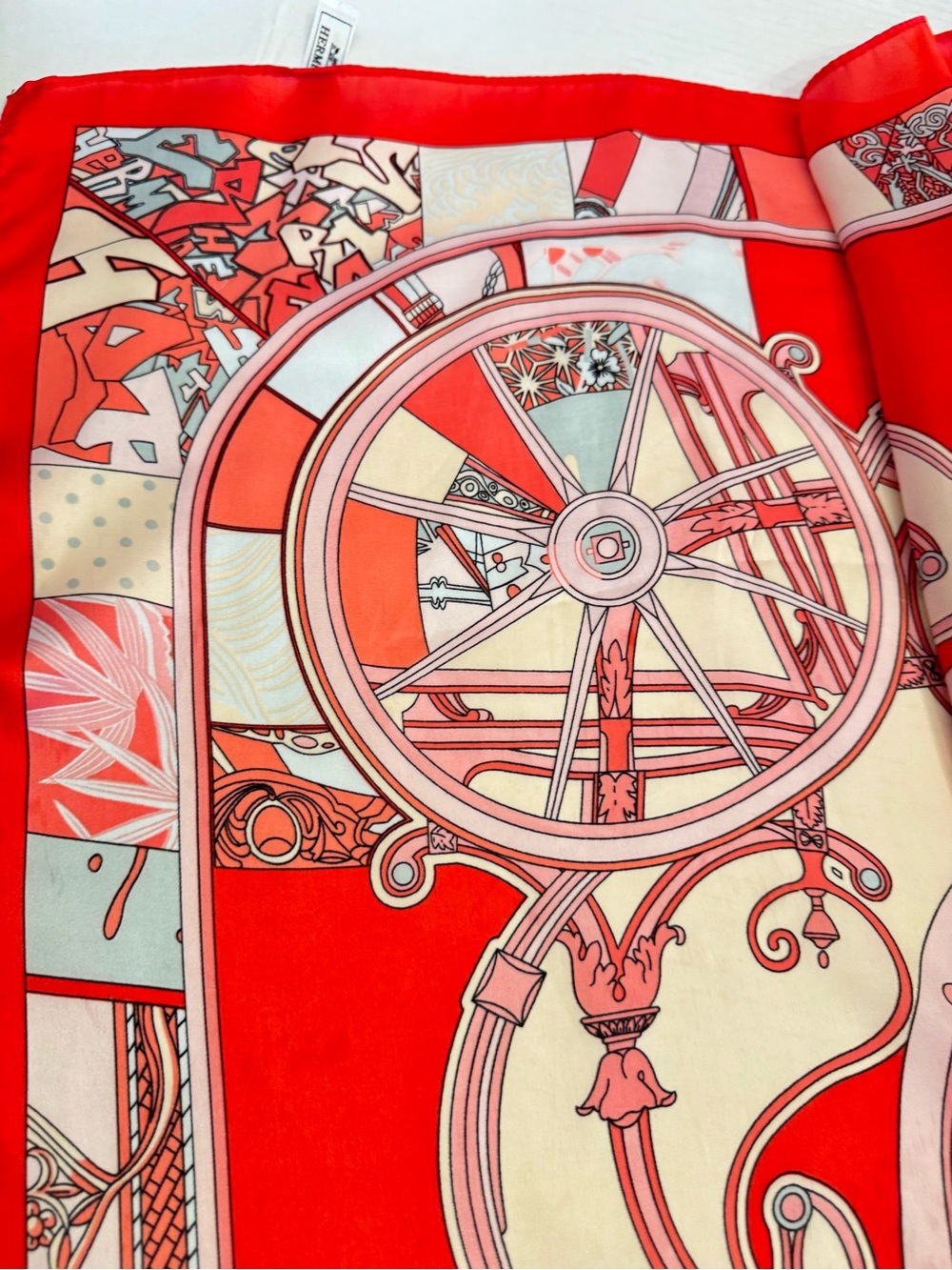 HERMES WASHINGTON CARRIAGE Cashmere Rouge Grenadine Pink Rose Designer Scarf - Picture 13 of 16